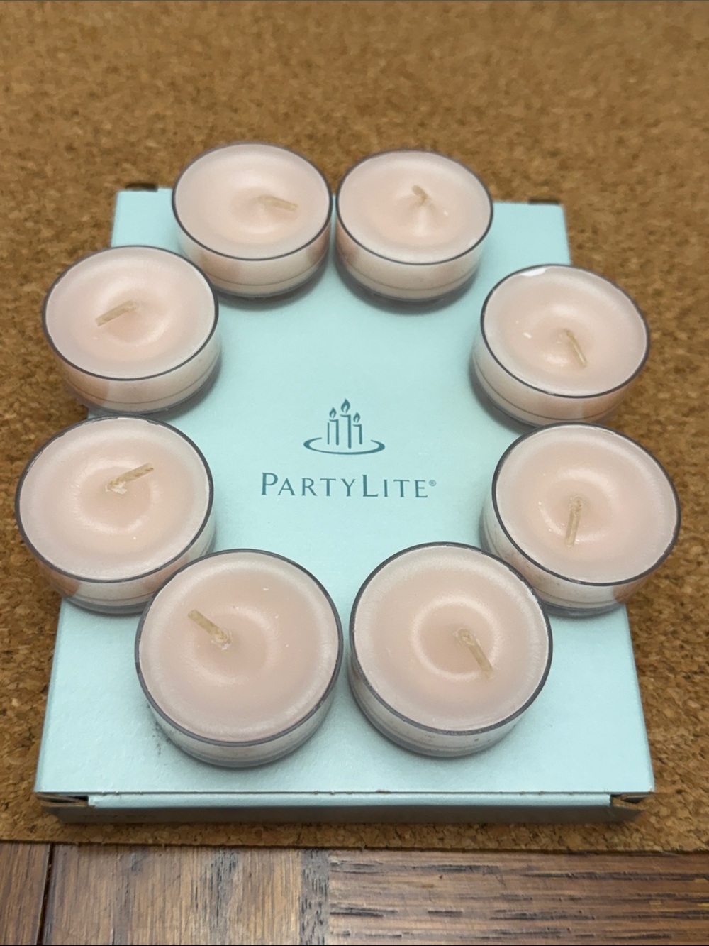 Vintage PartyLite Pale Pink Tealight Candle Set (8) TEA LIGHT MANDARIN BASIL
